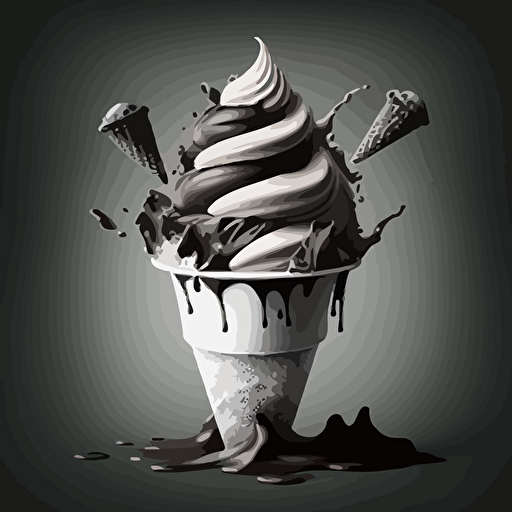 black and white color illustration, vector ::5 Gelatto::4 adobe illustrator::3