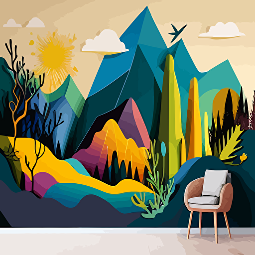 wallpaper vector mural nature geometric form plain colour