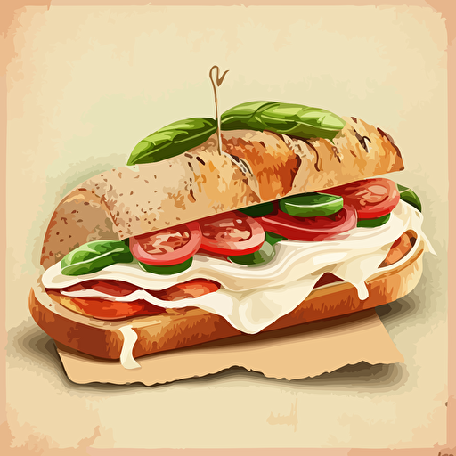 elegant, italian sandwich, vectorial,