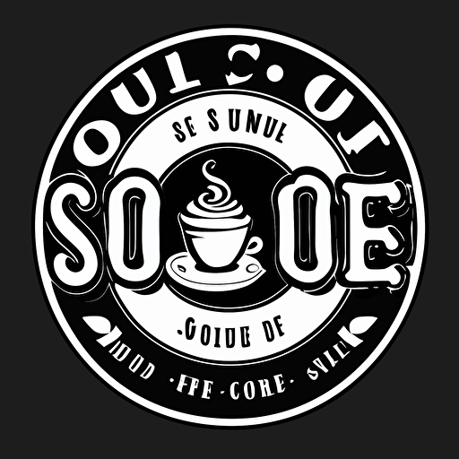 a coofee shop logo with the text "Su" Round Coofee Shop Logo letters, simple black and white, 2d, vectorized