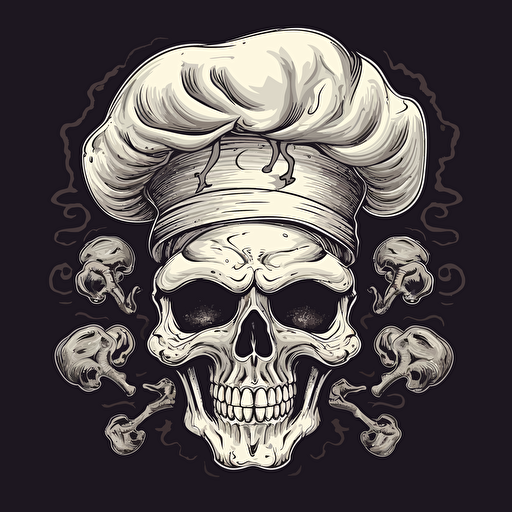 vector illustration funny scull chef with the chef hat