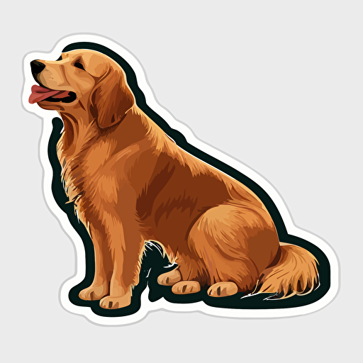 golden retriever dog flat vector, sticker