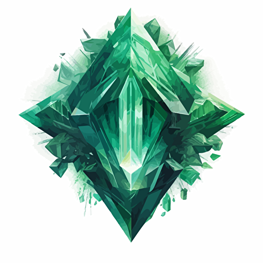 emerald vector, from light below, white background
