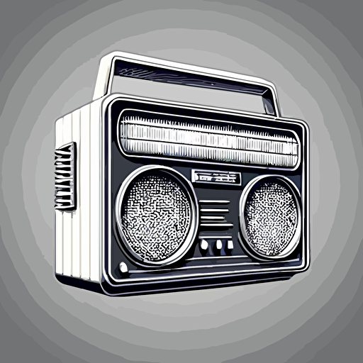 retro stereo, simple line drawing, vector style, black and white