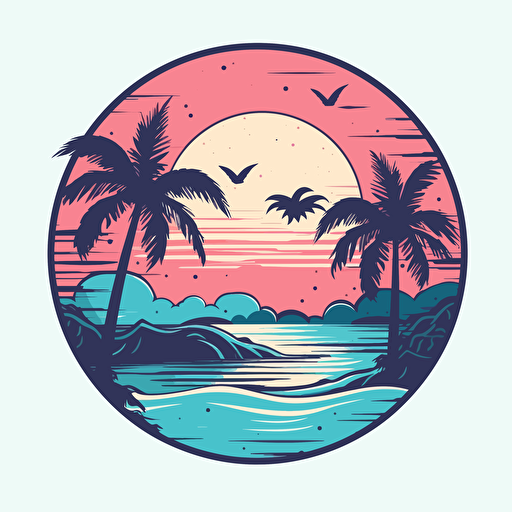 make a vector logo for my company Bermies. It has to be minimalistic, white background, no details. Has to have island and tropical vibes. Use color palette of pink and blue.
