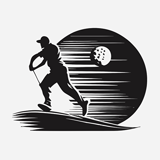 a logo no text, simple, vector style, a man chasing a golf ball. side profile.