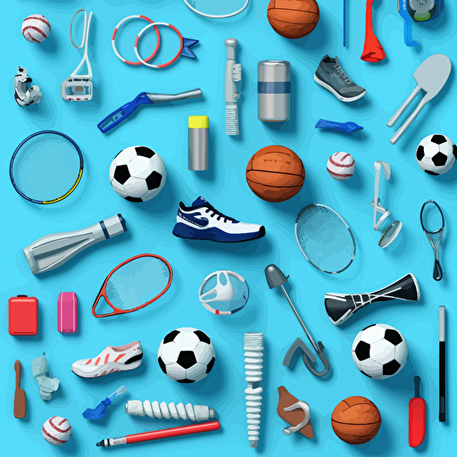 sports equipment on light blue vector