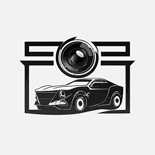 minimalist logo, shutter iris, car outline, A, black vector, on white background