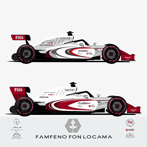 a vector, company logo. Pure White background. Mostly white. Include the dominant features of the alfa romeo 2020 f1 car livery