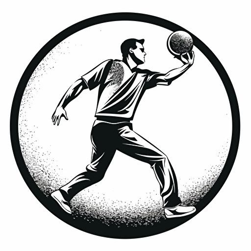 black and white vector illustration of a man throwing shotput