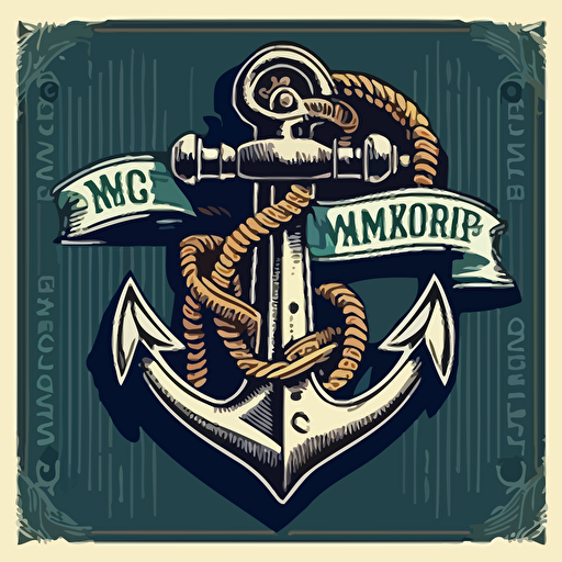 Vector anchor with rope wrapped around marine company logo