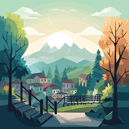 landscape, vector illustration,a moutain stand in city,