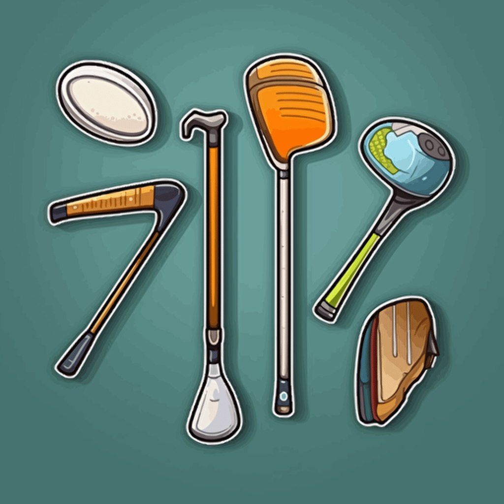 set of golf clubs vector art, sticker style