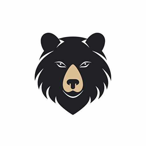 cute modern minimal iconic logo of a bear head black vector, on white backgrounds.