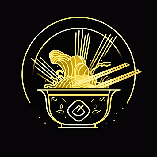 an emblem for hot pot restaurant chain, vector, simplechinese style, yellow color, black background