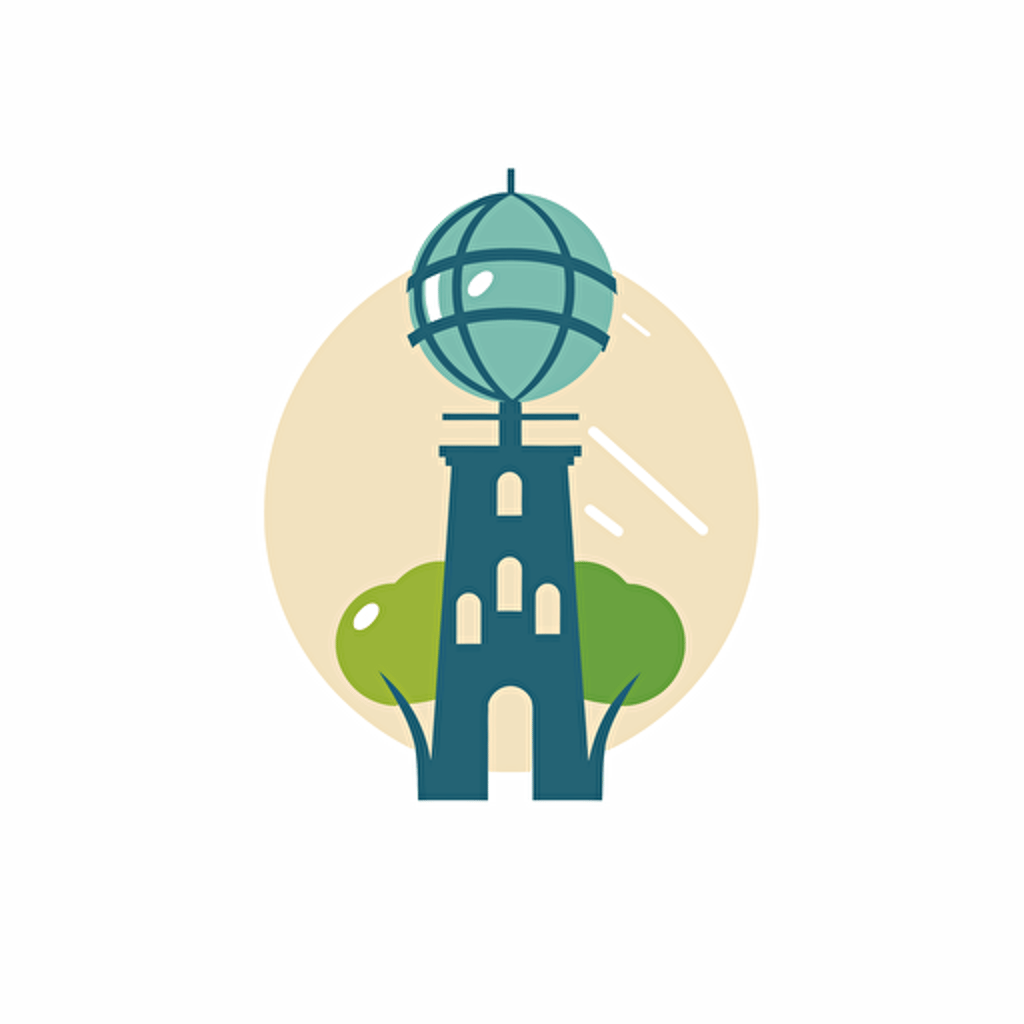 sphere-based tower eco-living community vector flat logo