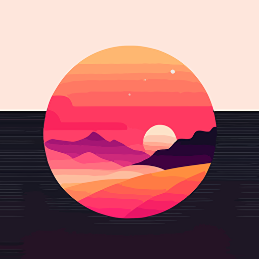 a minimalist vector logo design with a pink and orange sky