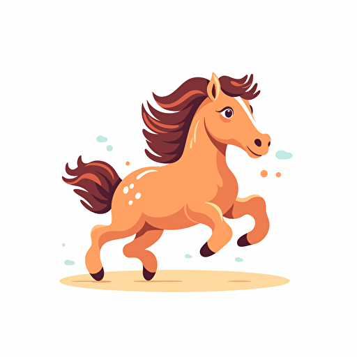running cute horse, simple vector flat illustration, transparent background