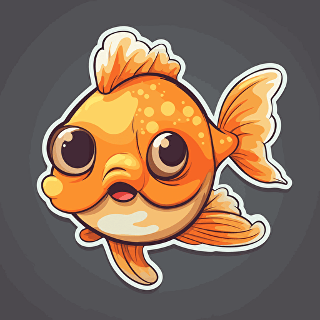 sticker design, super cute pixar style goldfish, vector