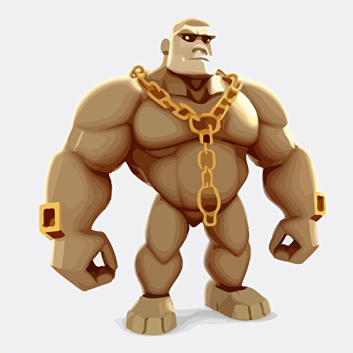 golem with gold chain, vector logo, vector art, emblem, simple cartoon, 2d, no text, white background