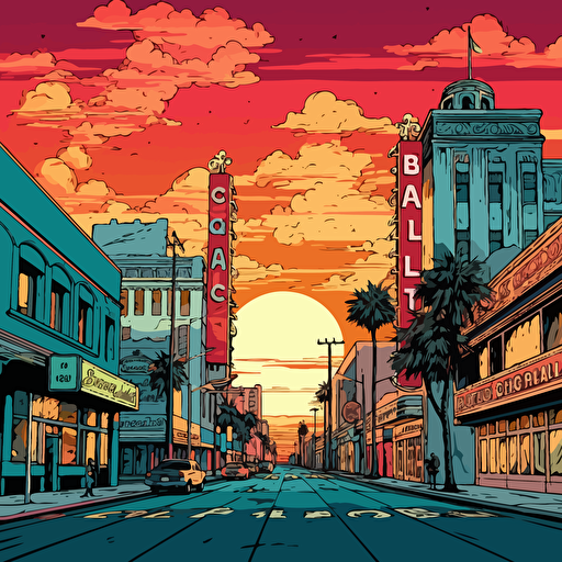 4 color vector art of los angeles