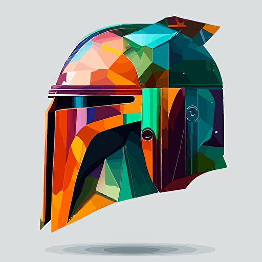 mandalorian helmet colorful abstract, star wars, vector logo, vector art, simple, cartoon, 2d