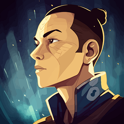 36 year old Sokka from Avatar: The Last Airbender as a youtube channel icon, dramatic lighting, vector, smirk, water tribe