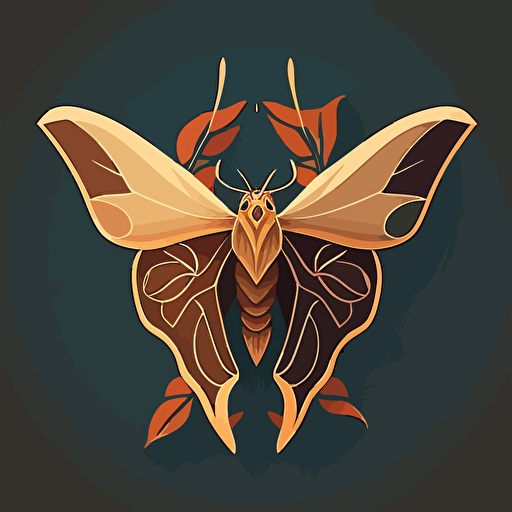 flat simple minimal basic vector shapes, stylised artistic illustration of a Bogong Moth, reminiscent of art nouveau but much more simple