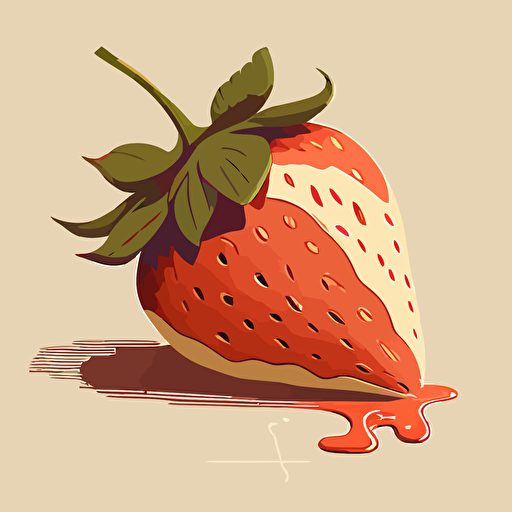 a drawing of a strawberry placed on a white background, in the style of impressionist colorism, light red and dark beige, flickr, organic textures, james gilleard, simplistic vector art, high detail