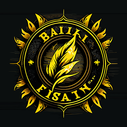 An emblem logo for Flash Print, vector, simple, no shading details, yellow and black