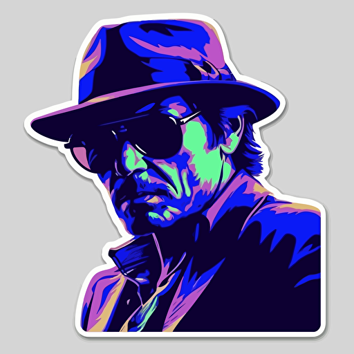 vector art style, use blues and purples, in the style of Michael Parks, sticker