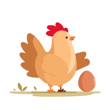 a chicken laying an egg