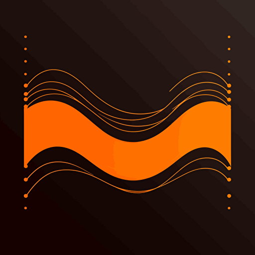 simple black sound wave vector abstract logo, orange background