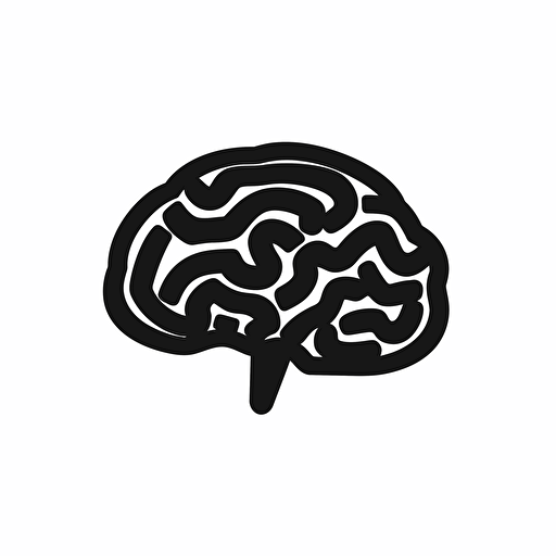 simple brain icon, side view in black on clean white background, vector