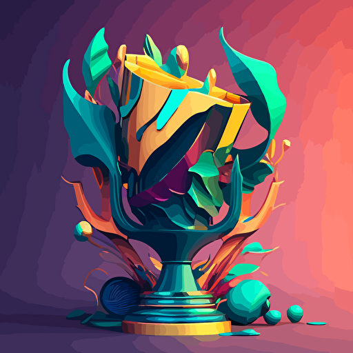 surreal coloful vector art trophy