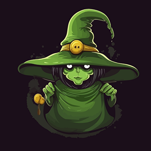 bruja verde monstruo haciendo una pocima magica, sombrero, fantasia, hongos, hierbas, mitico, interesante, detallado, vector HD