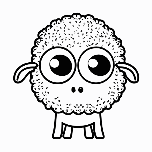 cute dunky in farm, big cute eyes, pixar style, simple outline and shapes, coloring page black and white comic book flat vector, white background