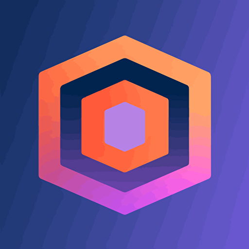 flat vector logo of square universe, blue purple orange gradient, simple minimal, by Ivan Chermayeff