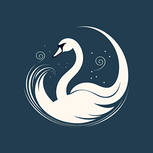 A majestic and graceful swan, an elegant and refined mood, and a soft and moody, Comic vector illustration style, flat design, minimalist logo, minimalist icon, flat icon, adobe illustrator, cute, simple
