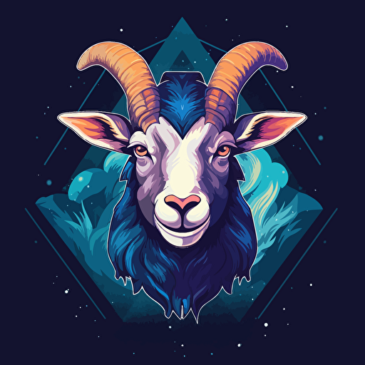 a hyper-detailed vectored logo of a goat in deep space