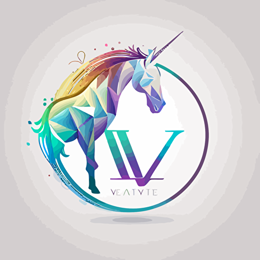 Abstract logo marks,modern digital logo, with the letter "e" ,with unicorn, mandala color,white background,Vector,