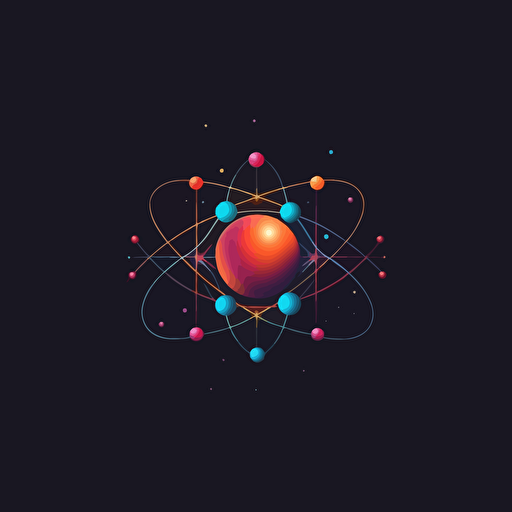 a modern quantum physics themed logo for a digital agency named "superposition", vector, simple