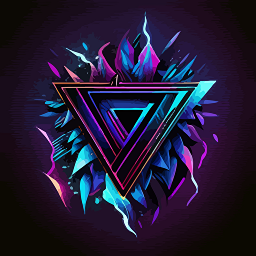 vector logo with fractal geometric blue and purple and pink and trippy