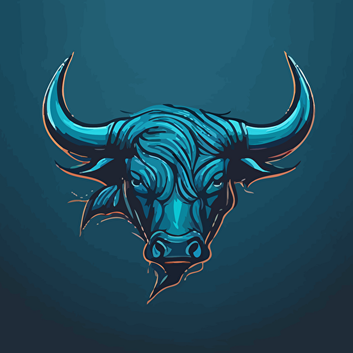 bull head, vector style logo, blue background