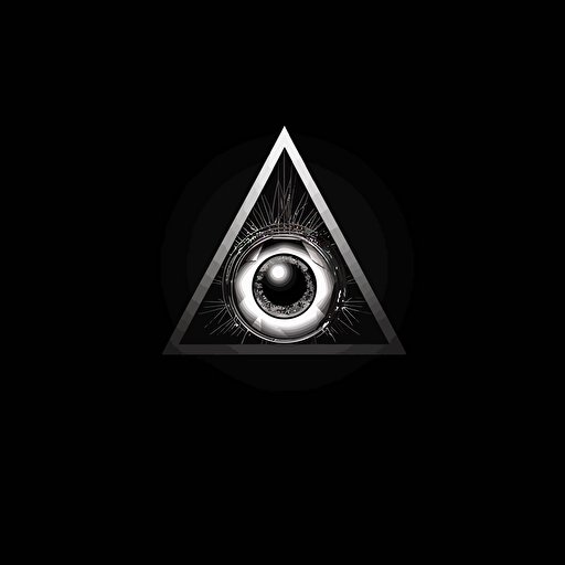 eye in an equilateral triangle the sign of the Illuminat, vector image, minimalism, black and white colors