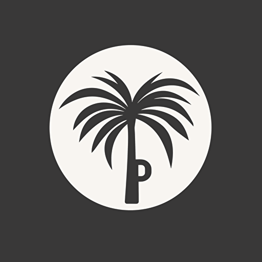 logo of the letter P but its also a palmetto palm stree, vector style art, minimal, by Steff Geissbuhler