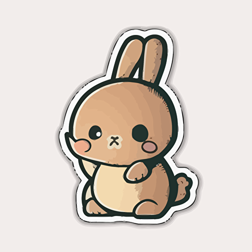 sticker of a cute comic bunny, vector style