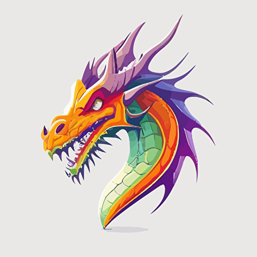 funny dragon, vector logo, vector art, emblem, simple cartoon, 2d, no text, white background