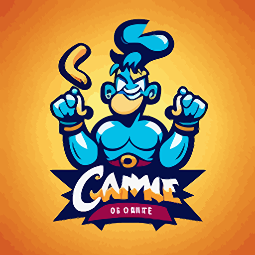 a mascot logo of a genie, simple, vector