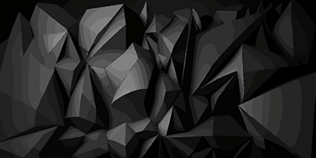 minimalist, vectorized, grey and black colors, print layer , delicacy, elegant, polygon smooth pattern, dark background